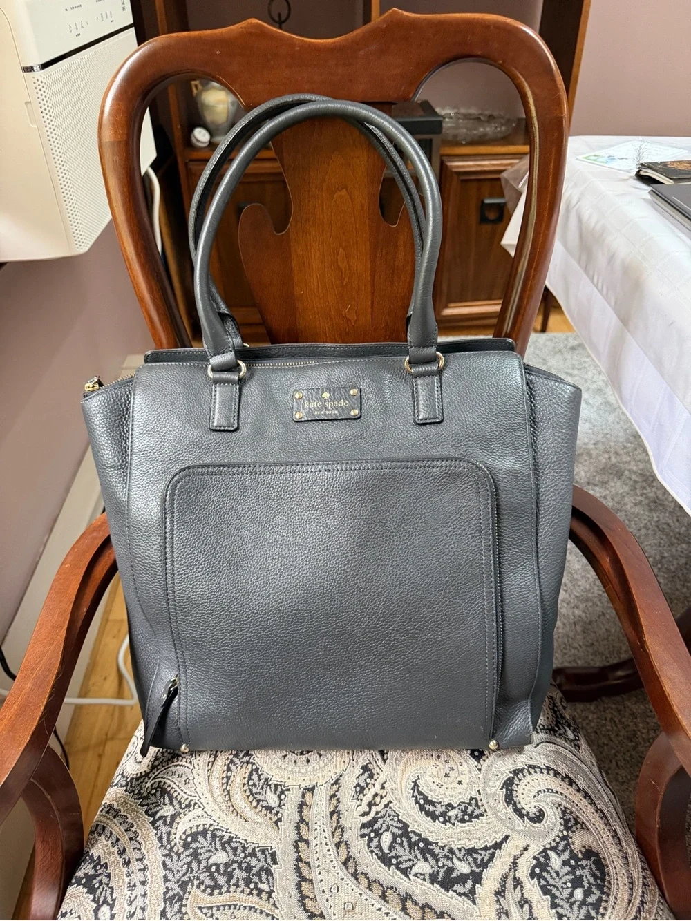 kate spade Pebbled Leather Tote in Black